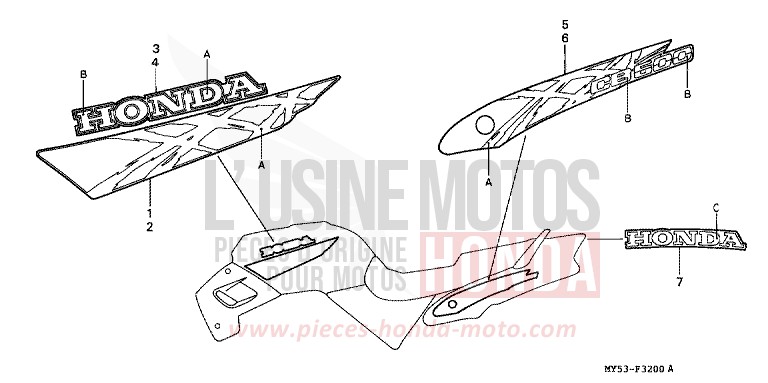 STREIFEN von CB1300 Super Bold'or ABS FIGHTING RED (R134) von 1994